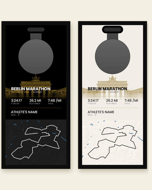 Berlin Marathon panel in all black and all white