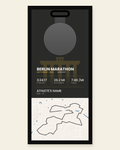 Berlin Marathon panel: finisher medal, race stats and the course in 3D relief, in a black frame