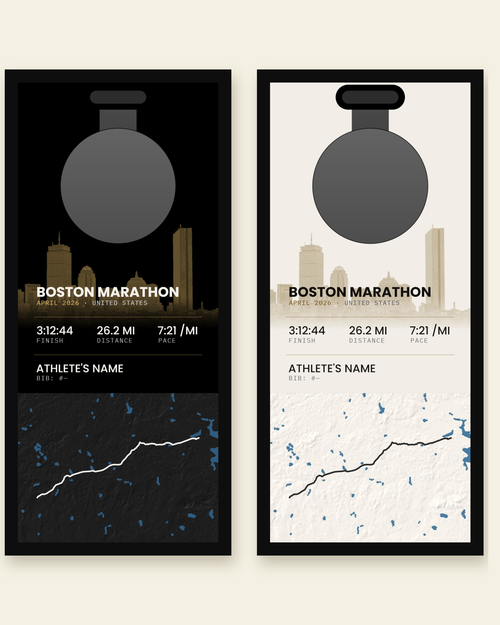 Boston Marathon panel in all black and all white