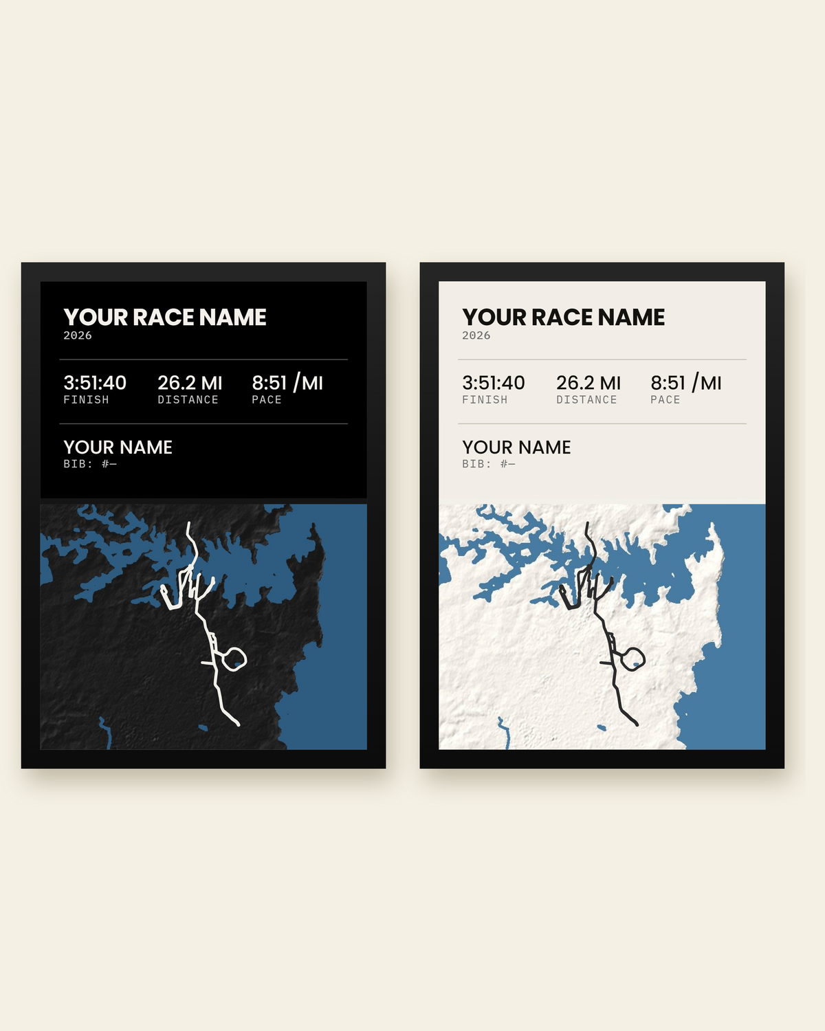 Custom Route Panel in all black beside all white